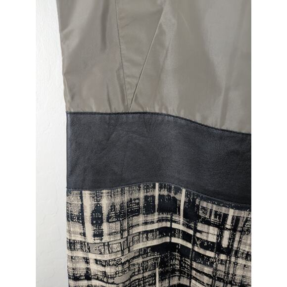 Lafayette 148 size 8 Sleeveless Drop Waist Shift Dress faux leather taupe black - Picture 6 of 9